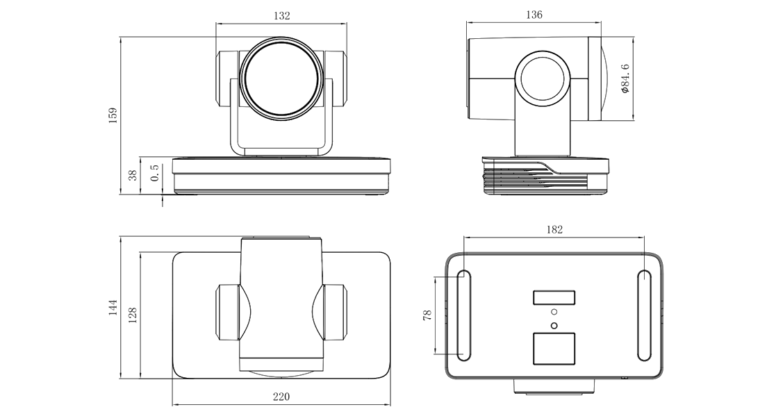 Камера для видеоконференцсвязи Prestel 4K-PTZ825P размеры