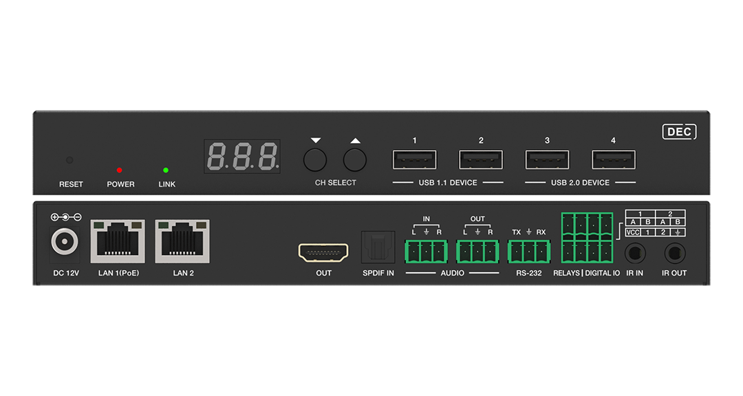 �������� RX-HDMI 4K60 c USB � ����� ��������� Dante �� IP Prestel IPN-4KJ2000PRX-D