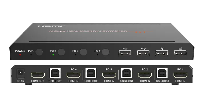 Переключатель KVM HDMI 20b 4x1 USB 20 Prestel KVM-4K41H