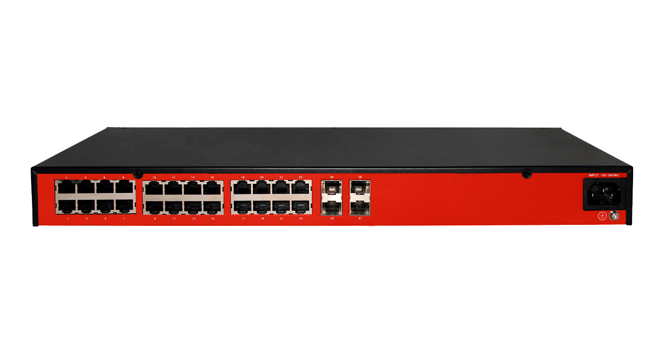 Управляемый 24-портовый сетевой AV коммутатор PoE L3 500 Вт Prestel NS3-AV-24C1-500P-4F10