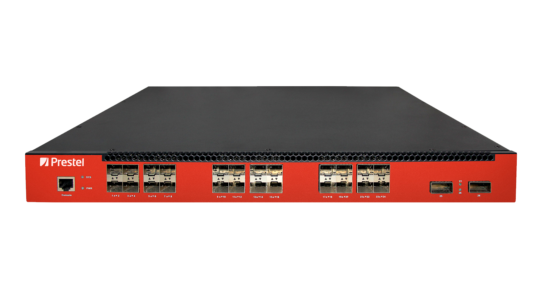 Управляемый 24-портовый сетевой SFP коммутатор агрегации L3 Prestel NS3-24F10-0-2F40