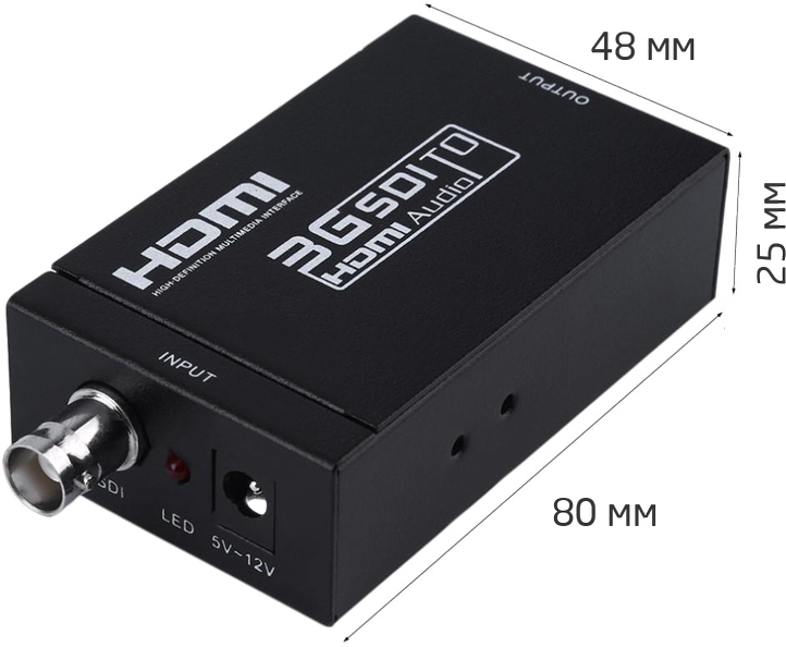 Размеры преобразователя сигнала 3G-SDI в HDMI